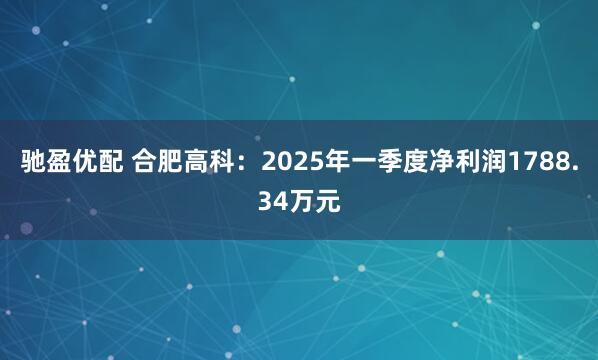 驰盈优配 合肥高科：2025年一季度净利润1788.34万元
